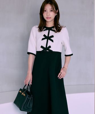 大きいサイズ》“クチュールリボン”クラシカルワンピース《M