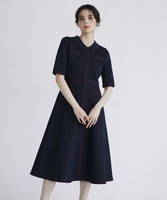 《大きいサイズ》ステッチポロ衿ニットワンピース《Ｍ　Ｍａｇｌｉｅ　ｌｅ　ｃａｓｓｅｔｔｏ》（５１４３１７２５０１）