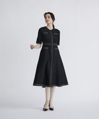 《大きいサイズ》ステッチポロ衿ニットワンピース《Ｍ　Ｍａｇｌｉｅ　ｌｅ　ｃａｓｓｅｔｔｏ》（５１４３１７２５０１）