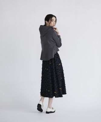 新品未使用 マーリエルカセット サイドフリルパーカー ネイビー Maglie 新品未使用 マーリエルカセット サイドフリルパーカー ネイビー