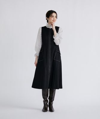 Maglie le cassetto 配色ステッチ ジャンパースカート ブラック Maglie le cassetto 配色ステッチ ジャンパースカート ブラック