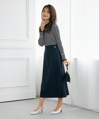 曽田茉莉江コラボ》パールボタン巻きフレアスカート