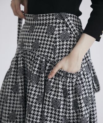 新品　Maglie le cassetto 千鳥×ハートジャガードスカート　L 千鳥×ハートジャガードスカート｜Maglie le cassetto（マーリエ ル