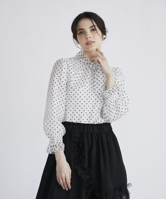 ＜Maglie le cassetto  (Women)＞ドットフロッキーボウタイブラウス（５１４４１８２００８）