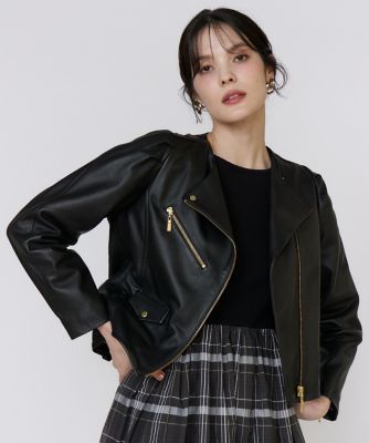 ＜Maglie le cassetto  (Women)＞《Ｍ　Ｍａｇｌｉｅ　ｌｅ　ｃａｓｓｅｔｔｏ》スパニッシュラムレザーブルゾン《美人百花９月号掲載》（５１５０１４３２０１）