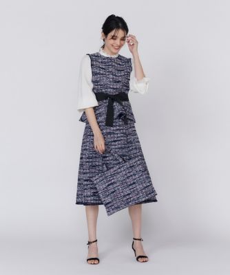 《大きいサイズ》ファンシーツイードペプラムブラウス《Ｍ　Ｍａｇｌｉｅ　ｌｅ　ｃａｓｓｅｔｔｏ》（５１５０１８２５０３）