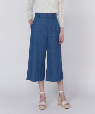 ＜Maglie le cassetto L (Women/大きいサイズ)＞《大きいサイズ》パールボタンデニムガウチョ（５１５１１６１８０１）