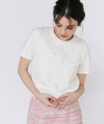 《大きいサイズ》３Ｄ刺繍レースプルオーバー《Ｍａｇｌｉｅ　Ｗｈｉｔｅ》（５１５１１７０１１２）