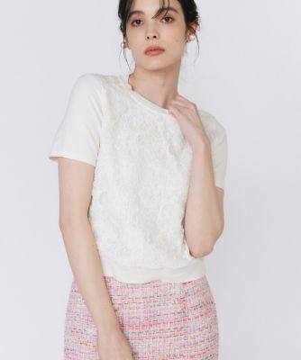 《大きいサイズ》３Ｄ刺繍レースプルオーバー《Ｍａｇｌｉｅ　Ｗｈｉｔｅ》（５１５１１７０１１２）