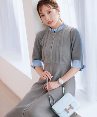 《大きいサイズ》“纏うだけで叶う”　品格ドッキングワンピース《Ｍ　Ｍａｇｌｉｅ　ｌｅ　ｃａｓｓｅｔｔｏ×冨張愛》（５１５１１７２５１４）
