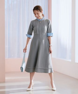 《大きいサイズ》“纏うだけで叶う”　品格ドッキングワンピース《Ｍ　Ｍａｇｌｉｅ　ｌｅ　ｃａｓｓｅｔｔｏ×冨張愛》（５１５１１７２５１４）