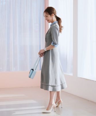 《大きいサイズ》“纏うだけで叶う”　品格ドッキングワンピース《Ｍ　Ｍａｇｌｉｅ　ｌｅ　ｃａｓｓｅｔｔｏ×冨張愛》（５１５１１７２５１４）