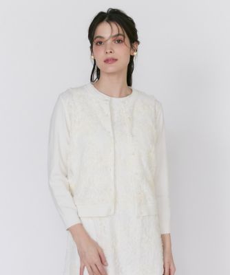 3D刺繍レースカーディガン《Maglie White