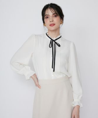 大きいサイズ》ピンタックリボンブラウス（5151182833