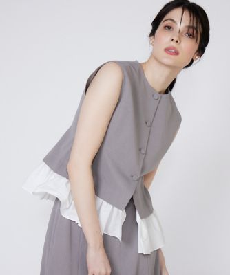 ＜Maglie le cassetto  (Women)＞異素材ドッキングジレ（５１５２１４１０１３）