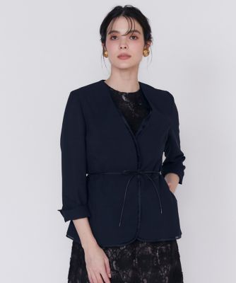 Maglie le cassetto L (Women/大きいサイズ)/マーリエ ル カセット L 《大きいサイズ》シアーラインノーカラージャケット(5152141802)