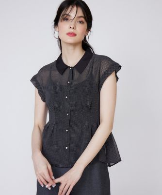 ＜Maglie le cassetto  (Women)＞衿配色シアードットブラウス（５１５２１８２０１３）