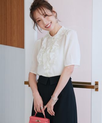 Maglie le cassetto  (Women)/マーリエ ル カセット 《Ｍ　Ｍａｇｌｉｅ　ｌｅ　ｃａｓｓｅｔｔｏ×冨張愛》“フリリッシュ”　シアーブラウス（５１５２１８２２０４）