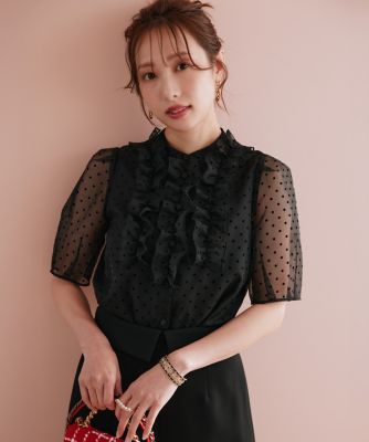 《大きいサイズ》“フリリッシュ”　ドットシアーブラウス《Ｍ　Ｍａｇｌｉｅ　ｌｅ　ｃａｓｓｅｔｔｏ×冨張愛》（５１５２１８２５１４）