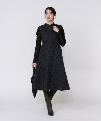 フロッキードットワンピース　ブラック M Maglie le cassetto》《WEB・POPUP限定