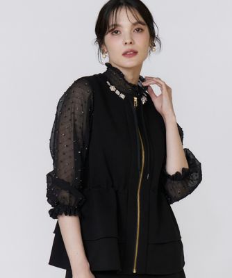 ＜Maglie le cassetto  (Women)＞《美人百花９月号掲載》《フランドル４５周年限定コレクション》ペプラムビジュージレ《Ｍ　Ｍａｇｌｉｅ　ｌｅ　ｃａｓｓｅｔｔｏ》（５１５３１４１