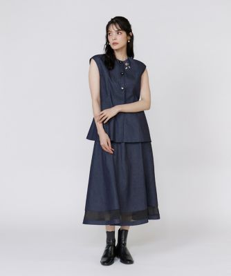 新品★未使用★マーリエルカセット【19号】ボタニカル柄ミディ丈タックスカート Maglie le cassetto（マーリエ ル カセット）｜フランドル