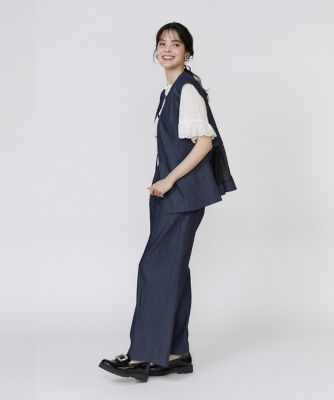 FEUILLE フォイユ　デニム　ジレ フランドル45周年限定コレクション》《大きいサイズ》シアー