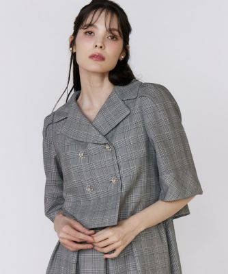 ＜Maglie le cassetto L (Women/大きいサイズ)＞《大きいサイズ》グレンチェックミニマムジャケット（５１５３１４１８０４）