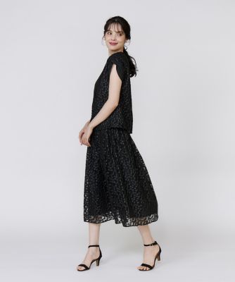 フラワー刺繍タックスカート（5153152008） | Maglie le