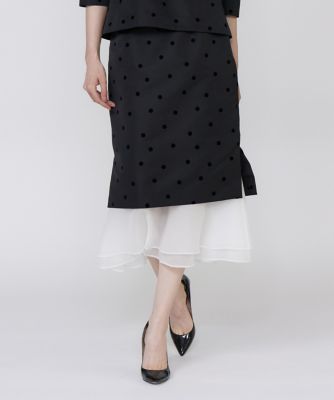 ＜Maglie le cassetto  (Women)＞《Ｍ　Ｍａｇｌｉｅ　ｌｅ　ｃａｓｓｅｔｔｏ》ドットフロッキーシアーヘムマーメイドスカート（５１５３１５２２１１）