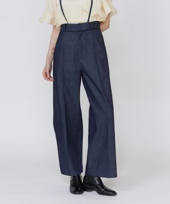 美品　45リネンデニムサスペンダーパンツ　45rpm　濃紺 ワイドパンツL 美品 45リネンデニムサスペンダーパンツ 45rpm 濃紺 ワイド