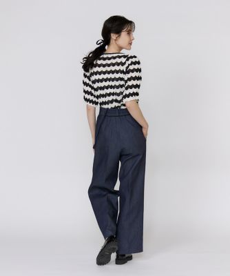 ボーダーズアットバルコニー　ジュリエットスリーブトップ　ニット BORDER HALFSLEEVE TOP | BORDERS at BALCONY