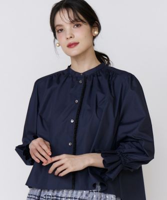 配色フリルショート丈ブラウス（5153182009） | Maglie le