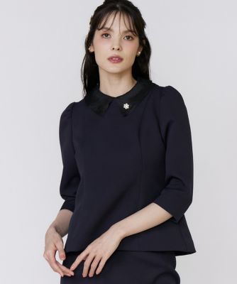 ＜Maglie le cassetto  (Women)＞《Ｍ　Ｍａｇｌｉｅ　ｌｅ　ｃａｓｓｅｔｔｏ》シアー付け衿ブラウス（５１５３１８２２０１）