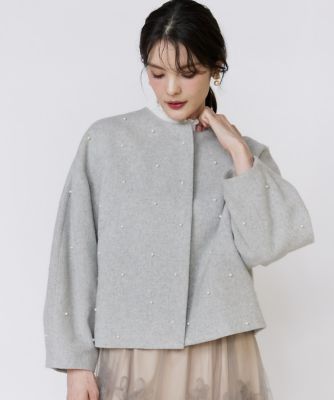 ＜Maglie le cassetto L (Women/大きいサイズ)＞《大きいサイズ》パールショートコート（５１５４１１２８０１）