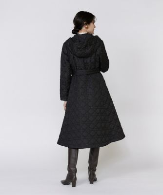 アイルランド製 ストライプ柄 手織り リボンタイ付き ケープコート S648b フランドル45周年限定コレクション》幾何学キルティングフーディ