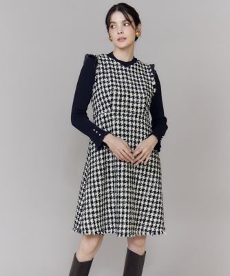＜Maglie le cassetto  (Women)＞Ｖネック千鳥柄ワンピース（５１５４１２１０２０）