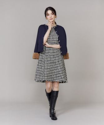 Vネック千鳥柄ワンピース（5154121020） | Maglie le