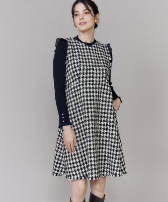 Vネック千鳥柄ワンピース（5154121020） | Maglie le