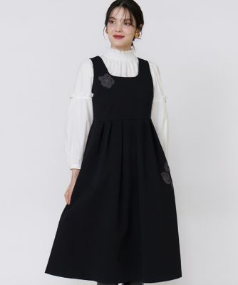 ＜Maglie le cassetto L (Women/大きいサイズ)＞《大きいサイズ》《フランドル４５周年限定コレクション》フラワーモチーフワンピース《Ｍ　Ｍａｇｌｉｅ　ｌｅ　ｃａｓｓｅｔｔｏ》（５１５４１２１