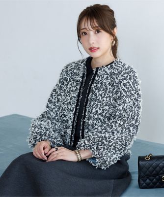 Maglie le cassetto (Women)/マーリエ ル カセット 《M Maglie le cassetto×冨張愛》ツイードで魅せるこなれブルゾン(5154144201) 21シロ コート・ジャケット【三越伊勢丹/公式】