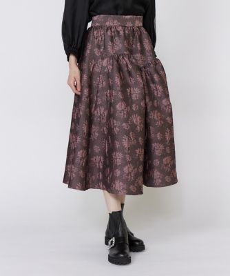 ＜Maglie le cassetto L (Women/大きいサイズ)＞《大きいサイズ》フラワージャカードスカート（５１５４１５２８０９）