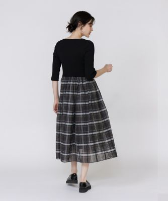 シアーチェックドッキングニットワンピース（5154172005