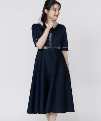 M Maglie le cassetto》レース衿ニットワンピース