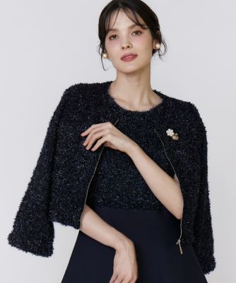 ＜Maglie le cassetto L (Women/大きいサイズ)＞《大きいサイズ》シャギーラメニットジャケット《Ｍ　Ｍａｇｌｉｅ　ｌｅ　ｃａｓｓｅｔｔｏ》（５１５４１７８５１２）