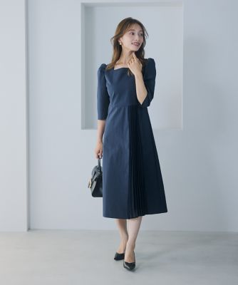 【大きいサイズ】プリーツプリーズ 総柄 ワンピース ネイビー サイズ5 大きいサイズ】プリーツプリーズ 総柄 ワンピース ネイビー サイズ5