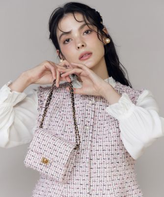 大きいサイズ》フリンジツイードジレ《M Maglie le