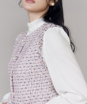 大きいサイズ》フリンジツイードジレ《M Maglie le