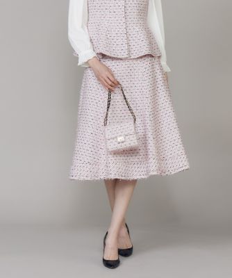 ＜Maglie le cassetto L (Women/大きいサイズ)＞《大きいサイズ》フリンジツイードスカート《Ｍ　Ｍａｇｌｉｅ　ｌｅ　ｃａｓｓｅｔｔｏ》（５１６０１５２５０４）