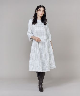 M Maglie le cassetto》袖刺繍レース艶めきツイード